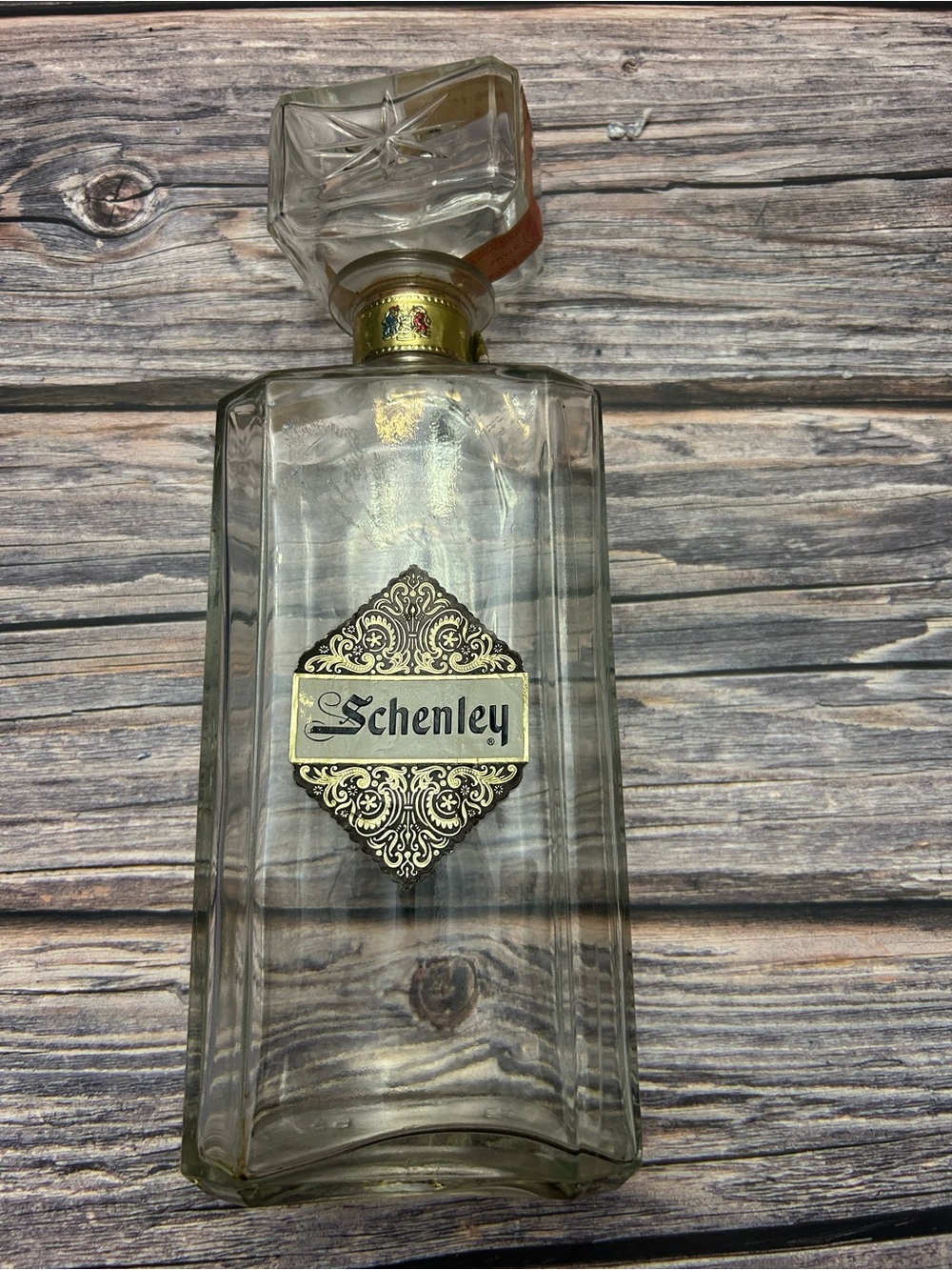 Schenley Clear Glass Decanter with Gold Accent